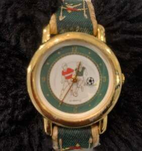 Vintage Cardini Soccer Watch Leather Band Quartz Analog Untested